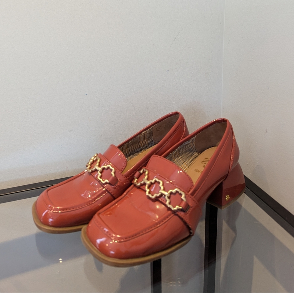 Elegant Orange Loafers with Gold Accent